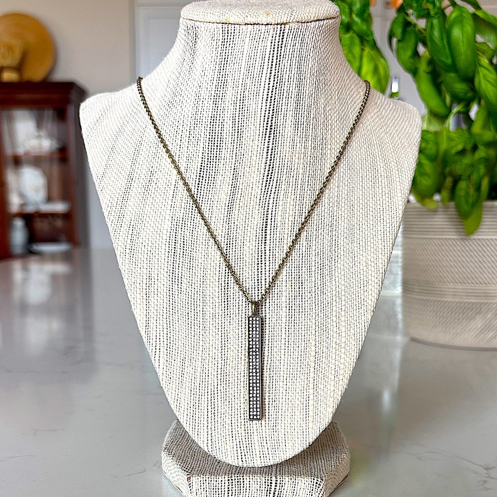 Chloe & Isabel Pave Bar Long Chain Pendant Necklace